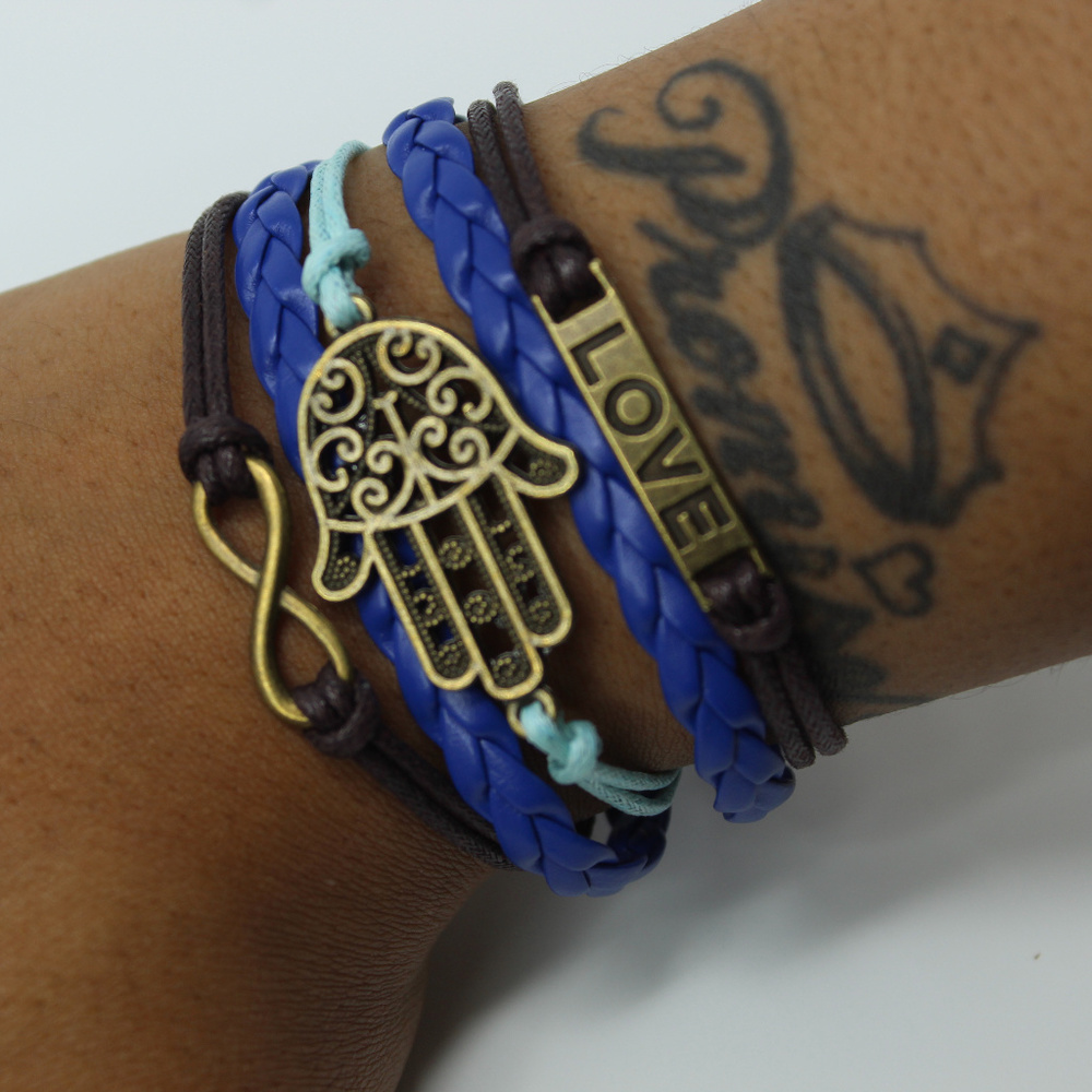 Blue Love Leather Bracelet